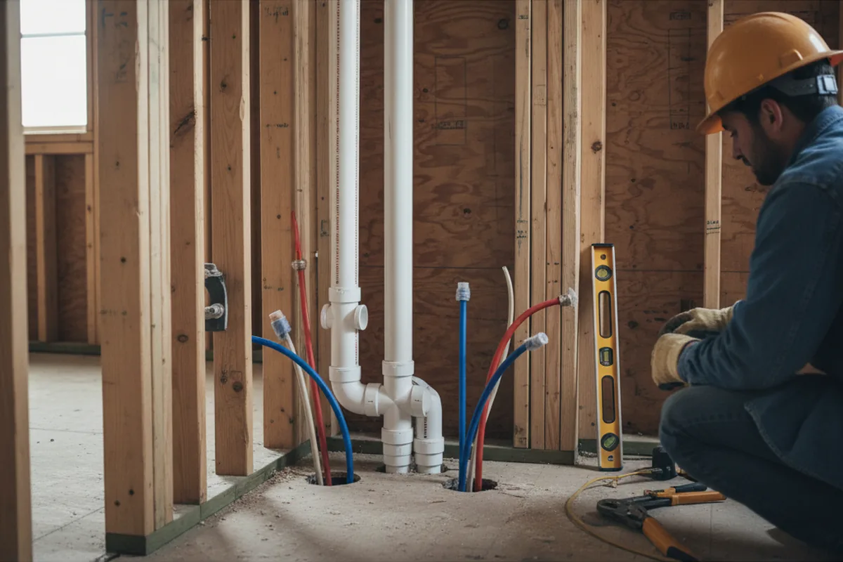 Drain and supply rough-in during Drain Cleaning in Bagley