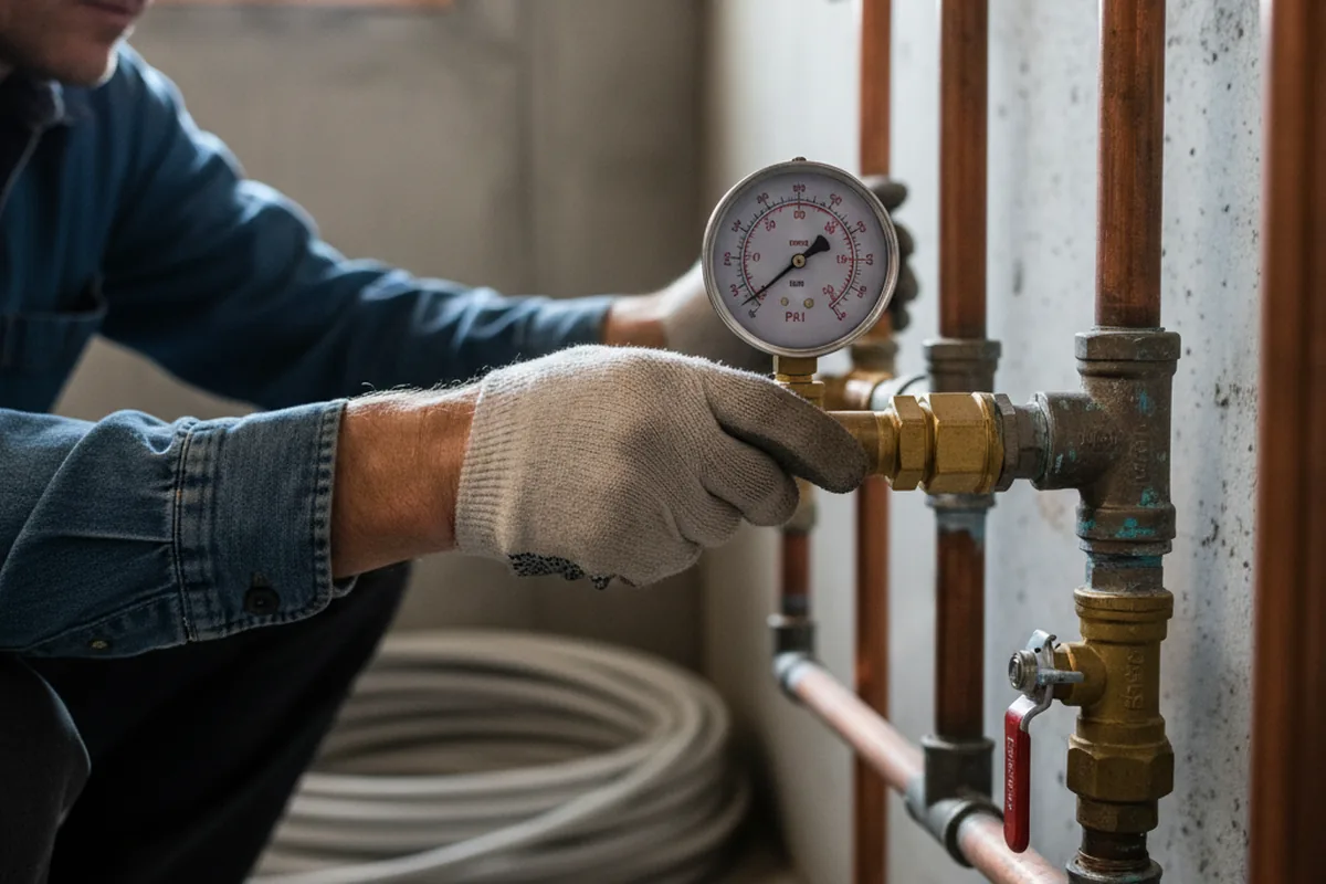 Pressure testing a repaired line during Water Line Repair in Bagley